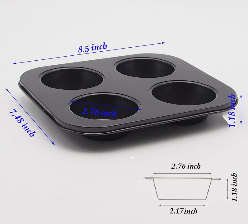 HYTK 4 Cup Muffin Pan 2 Pcs (8.5 X 7.48 Inch) Air Fryer Small Oven Cupcake Baking Pan Non Stick No Toxic Bakeware - Image 1